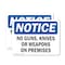 Signmission No Guns Knives Or Weapons On Premises OSHA Notice Sign, Vinyl Decal, 10in W x 7in L, 2PK OS-2PACK-NS-D-710-L-16135 - alternate 1